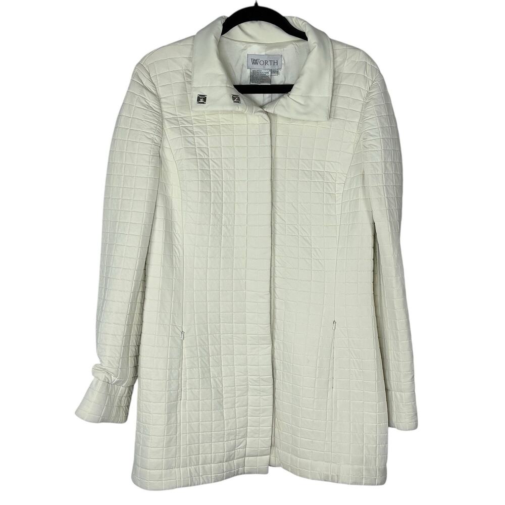 Worth Quilted Mid Length Jacket Soft Clean Girl Polished Ivory Size L